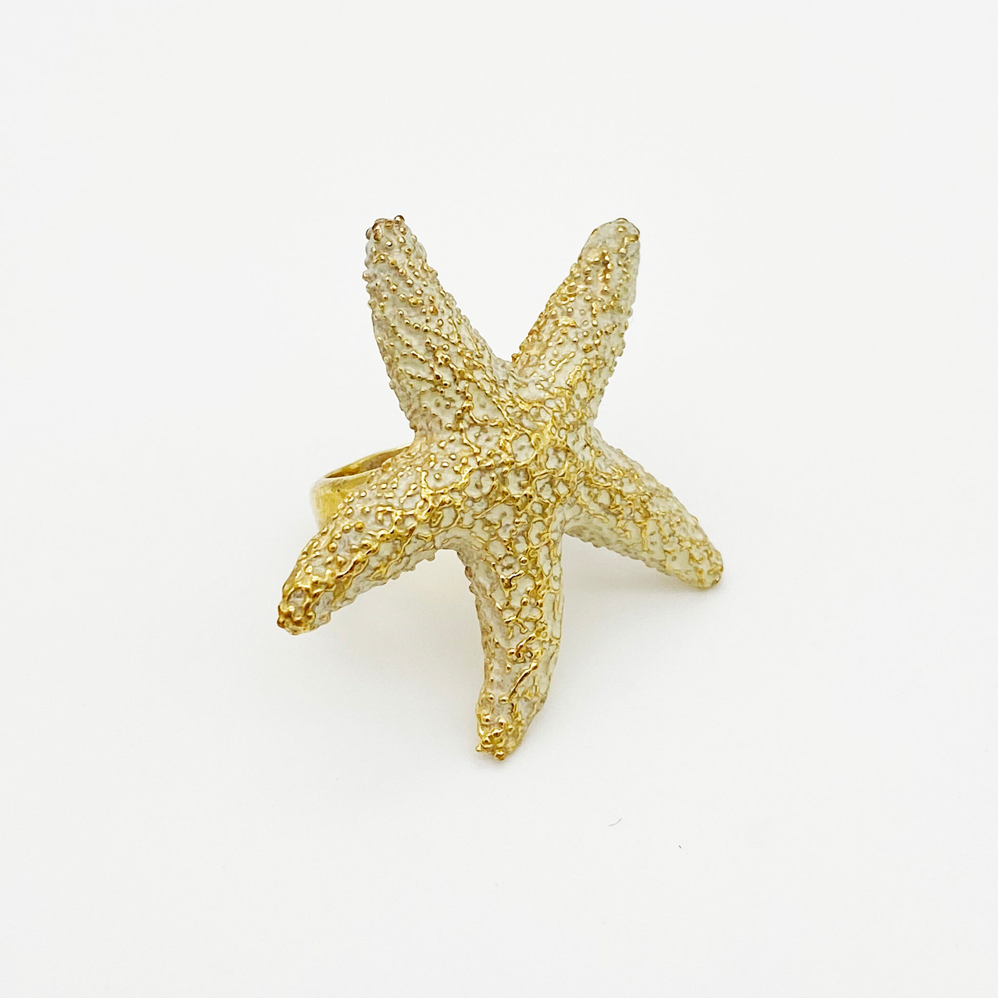 Mr. Kate Starfish Ring Cast in high quality brass with 18k yellow gold finish - RedRubyRougeBoutique