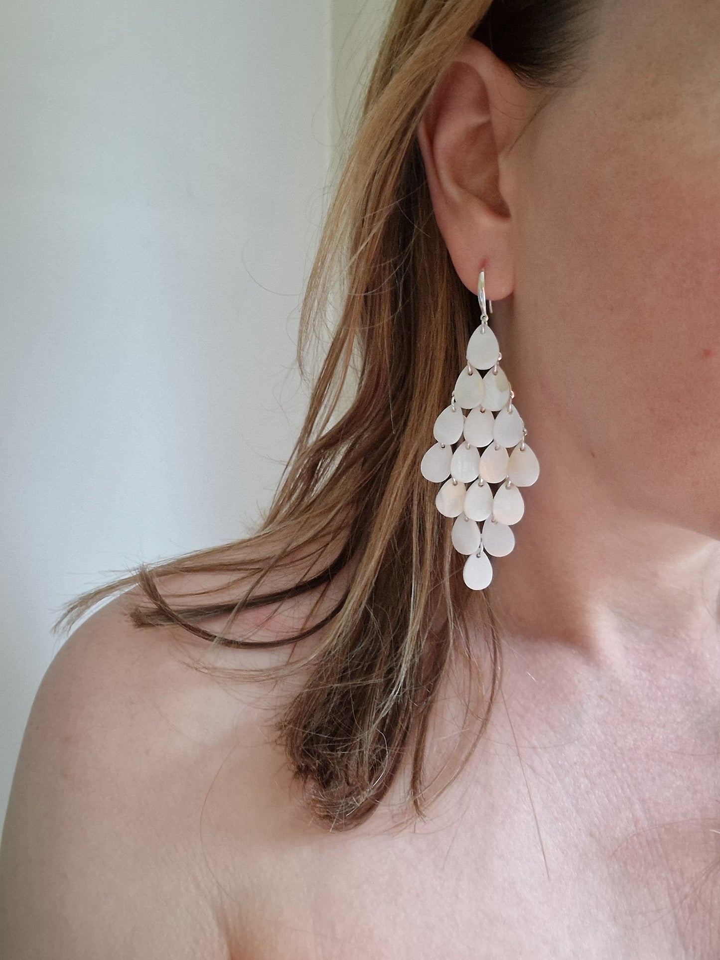 White Chandelier Earrings