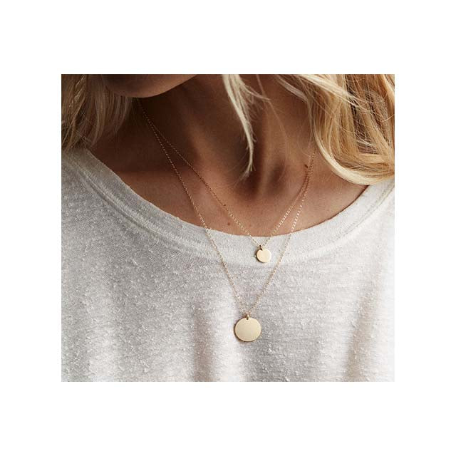 Gold Plated Solid Sterling Silver Layered Disc Necklace - RedRubyRougeBoutique