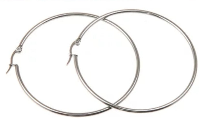 Sterling Silver Filled 5cm Large Hoop Earrings - RedRubyRougeBoutique