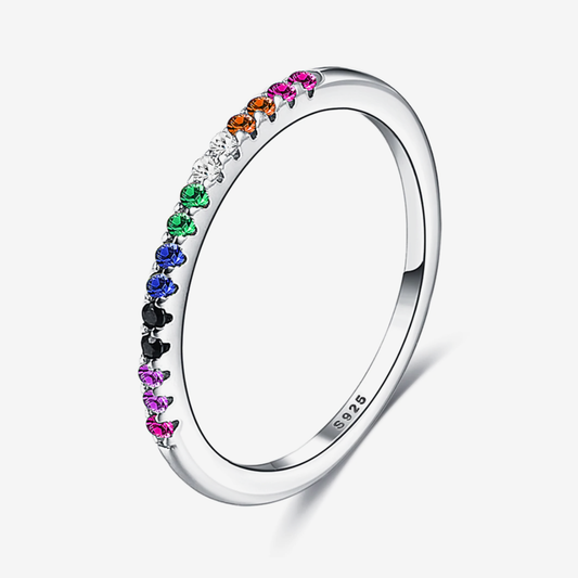 Rainbow Dainty Sterling Silver Ring - RedRubyRougeBoutique