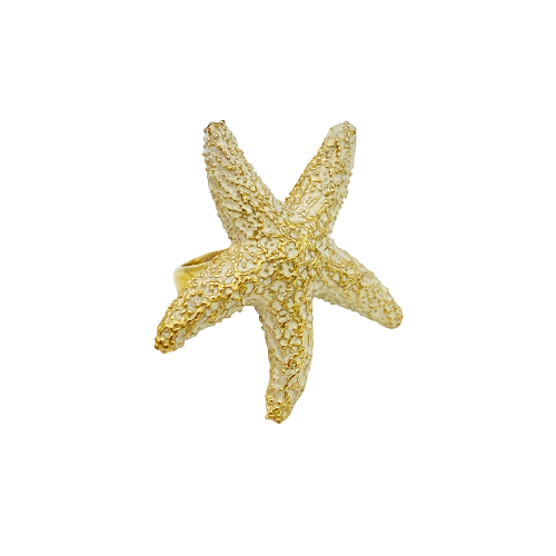 Mr. Kate Starfish Ring Cast in high quality brass with 18k yellow gold finish - RedRubyRougeBoutique