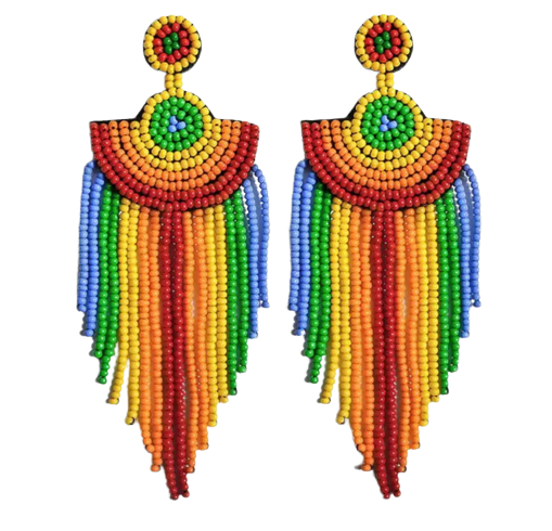 Bohemian Rainbow Resin Beaded Earrings Statement